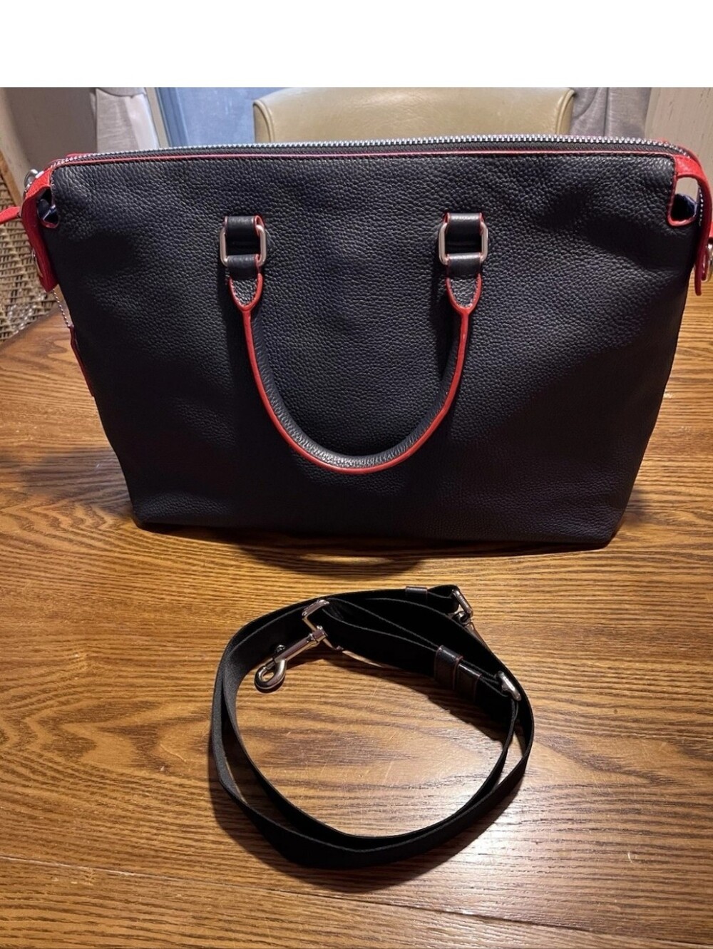 Coach Pebble Navy Pebble Leather Graham Laptop  Messenger Bag NWOT - Picture 2 of 16